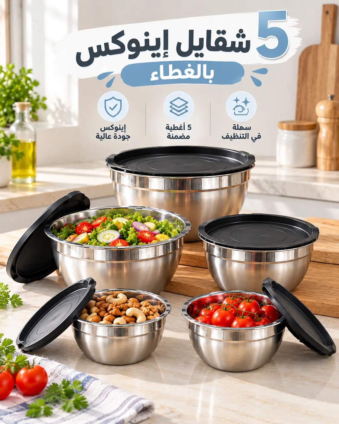 طقم شقايل إينوكس متعدد الاستعمالات